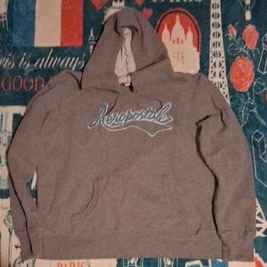 Aeropostale Heather Gray Hoodie with Blue Logo